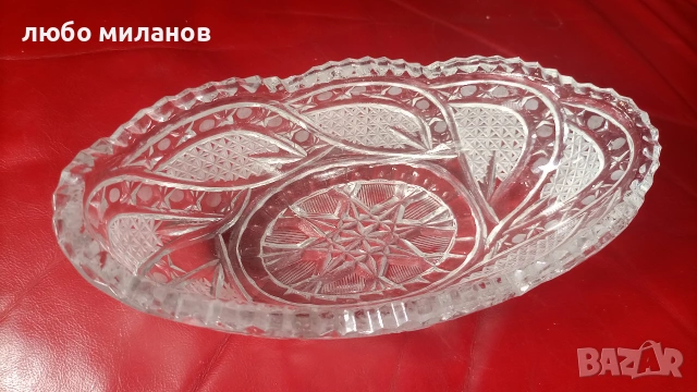 Кристална бонбониера, сухи мезета, елипса, ръчна гравюра, снимка 3 - Други - 55239654