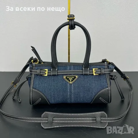 Prada Дизайнерска Дънкова Чанта С Катарами И Дълга Дръжка - 3 Цвята Код KP4, снимка 3 - Чанти - 55682018