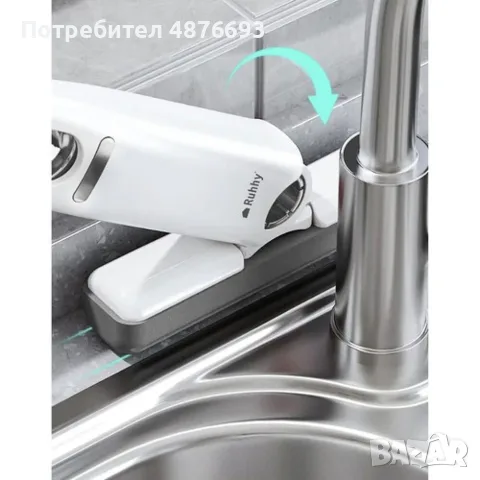Мини моп RUHHY с 2 сменяеми гъби – Самоизцеждащ се, за прозорци, огледала и труднодостъпни места, снимка 2 - Мопове, кофи, четки и метли - 55397718