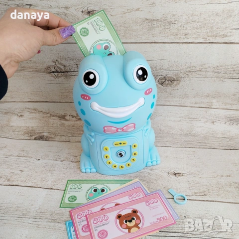 6626 Детска касичка жабка с мелодии и ключе, 21×15 см, снимка 4 - Музикални играчки - 54448542