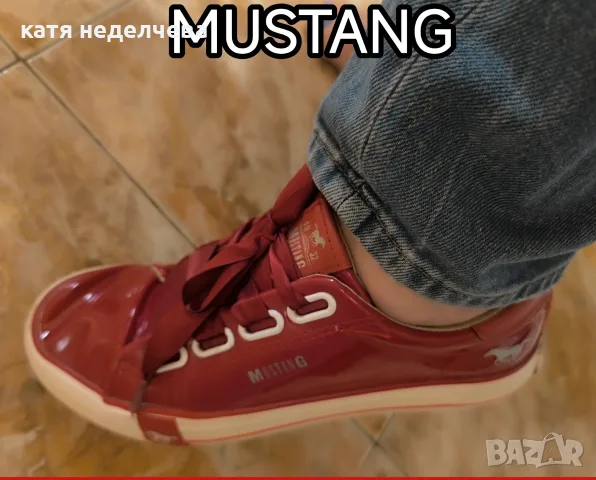 Дамски кецове Mustang-нови, червена естествена кожа, снимка 7 - Дамски ежедневни обувки - 55679616