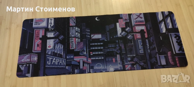Голям геймърски пад за бюро / Desk Mat - Pixel Art Japan Cyberpunk 80x30 см (Чисто нов)