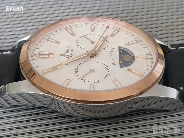 Часовник JAQUES LEMANS 1-1901 Moonphase, снимка 3 - Мъжки - 55071415