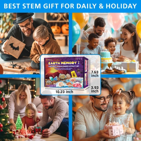 Oбразователна STEM играчка Комплектът за разкопки PIBEX Volcano & Ocean Fossil Dig Kit, снимка 3 - Образователни игри - 54975999