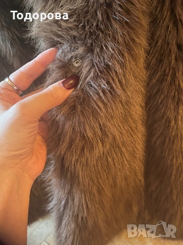 Кафяво палто еко косъм, размер М, снимка 2 - Палта, манта - 54204467