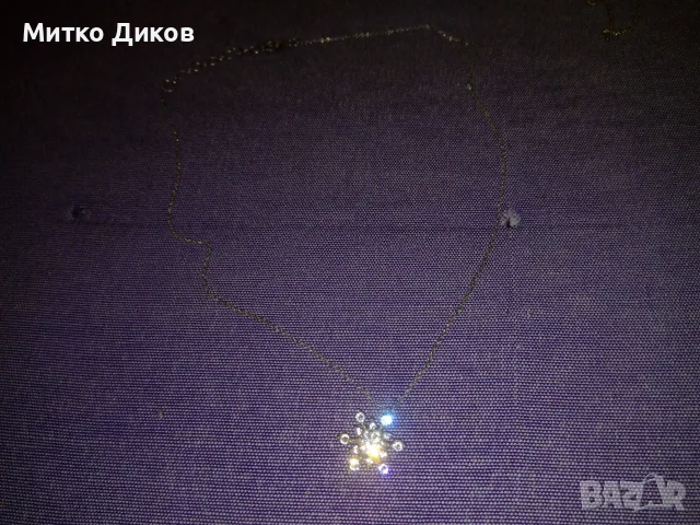 Детско сребърно колие проба 925 с висулка с кристали 3.19грама