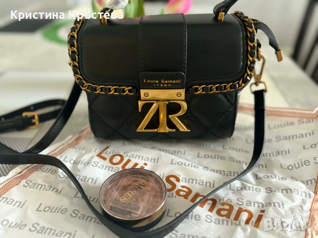 Кожена черна дамска чанта