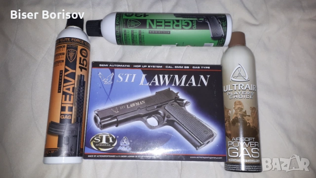  Комплект Еърсофт Пистолет STY LAWMEN + 3 Бутилки Газ Топчета, снимка 3 - Други спортове - 53953302