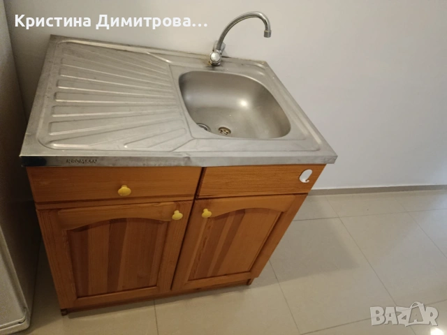 Дървен кухненски шкаф с мивка алпака и батерия, снимка 2 - Кухни - 55148754
