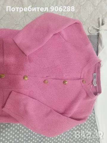 Дамска розова жилетка ZARA със златни копчета, размер S, снимка 2 - Жилетки - 55512721