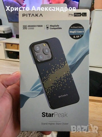 Премиум кейс PITAKA MagEZ Case 4 за iPhone 15 Pro (6.1") - StarPeak (Aramid Fiber) #55, снимка 2 - Калъфи, кейсове - 54633841