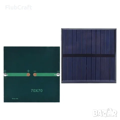 Поликристален Соларен Панел 5.5V 110mA 0.55W 70 х 70mm, снимка 2 - Друга електроника - 55502807