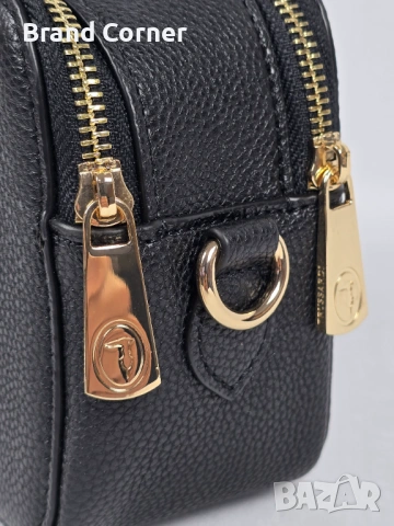 Нова дамска чанта Trussardi - черна със златисти детайли, снимка 3 - Чанти - 54407319