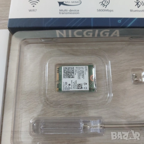 НОВА Wi-Fi 7 Карта Intel BE200 NGW + Bluetooth 5.4 | NICGIGA M.2 (5800Mbps), снимка 3 - Други - 55278671