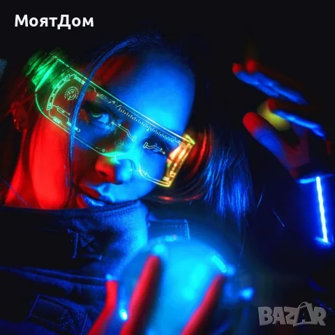 Светещи PARTY LED очила, режим в 7 цвята. Издръжливост на батерия: около 60 минути. 