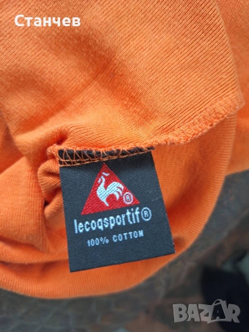 Оригинална дамска тениска Le Coq Sportif – размер L, 100% памук, оранжева, снимка 2 - Тениски - 54964017