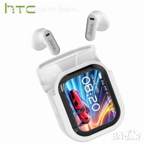 HTC NE20 Bluetooth 5.4 безжични слушалки с LED дисплей и AI превод нови  