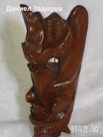 Стара Дървена Маска, Дърворезба - Орел и Дракон, снимка 6 - Антикварни и старинни предмети - 54236116