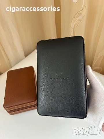 Cohiba преносим хумидор за 4 пури – кедър, кафяв/черен, снимка 2 - Табакери - 54156331