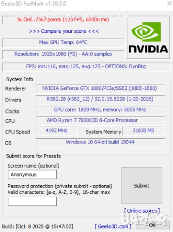 Видео карта GTX 1080 8GB Aorus OC, снимка 3 - Видеокарти - 54159689