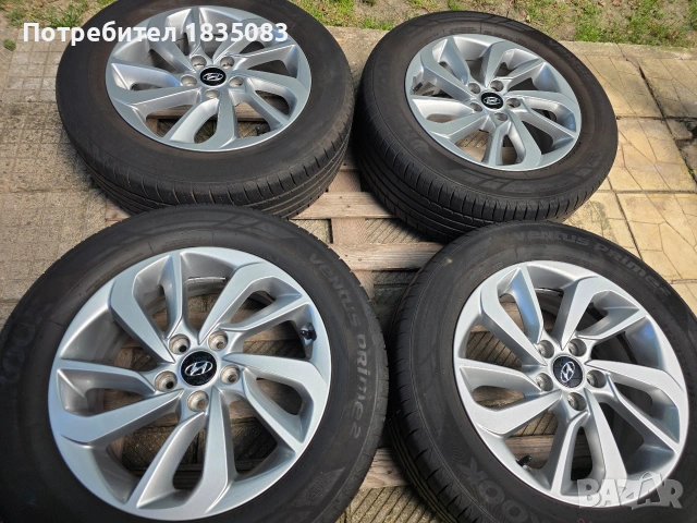 Лети джанти 17ки 5х112 Hyundai + летни гуми 225/60/17 Hankook, снимка 3 - Гуми и джанти - 55082044