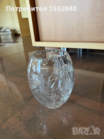Оригинална ваза Czech Bohemia Crystal – ръчно шлифован кристал, снимка 3 - Вази - 55248582