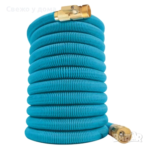 Гъвкав градински маркуч с медни накрайници - 5 м (сгънато) / 15 м (разтегнато), снимка 2 - Напояване - 54074223