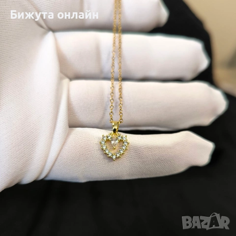 Колие с висулка сърце, снимка 2 - Колиета, медальони, синджири - 55003064