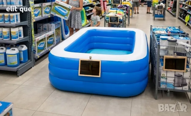 Надуваем семеен басейн 150 × 100 × 56 см – Здрав PVC материал и 3 въздушни камери