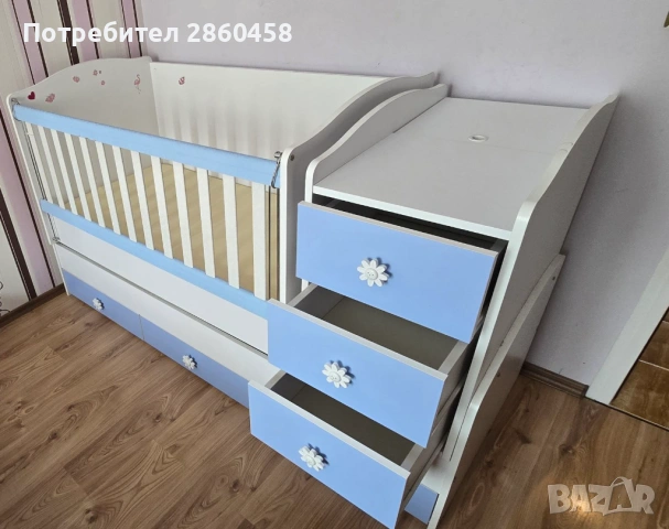 Детска кошара с функция люлка, снимка 3 - Кошарки - 54659075