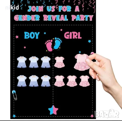 пано постер гласуване разкриване пола на бебето момиче момче Boy or Girl gender reveal party, снимка 3 - Други - 55344496