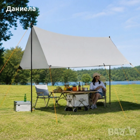 Слънцезащитно платно с метални пръти 3x4x2.4 м – UV защита и водоустойчив навес за двор, снимка 2 - Палатки - 54767576