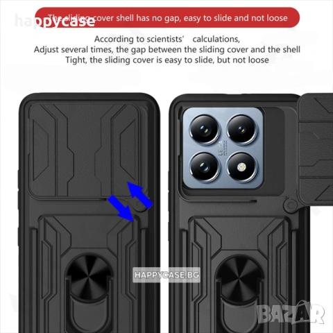 Xiaomi Poco X8 Pro 5G / RING CARD SLOT Удароустойчив кейс гръб калъф със слот за карта и ринг, снимка 10 - Калъфи, кейсове - 54332837