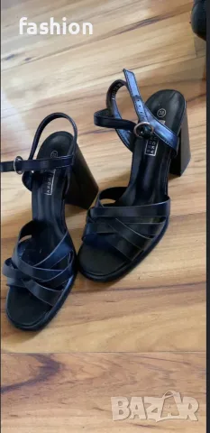 черни дамски сандали на дебел висок ток Lucky Shoes размер 38