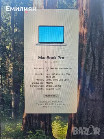 Macbook Pro 15  SixCore Core i7, 32 GB Ram, 512Gb SSD, 4Gb AMD Video,  Mac Os, Win 11, снимка 2 - Лаптопи за дома - 55688551