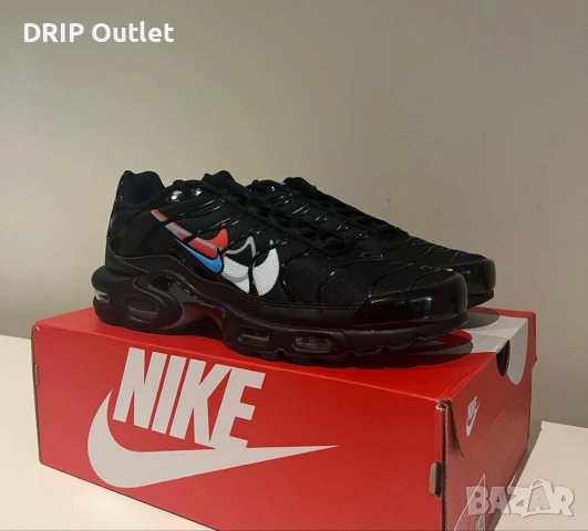 !НОВИ! Nike Air Max Plus 'TN' Multi Swoosh | Black/Red/Blue | + КУТИЯ, снимка 2 - Маратонки - 55283426