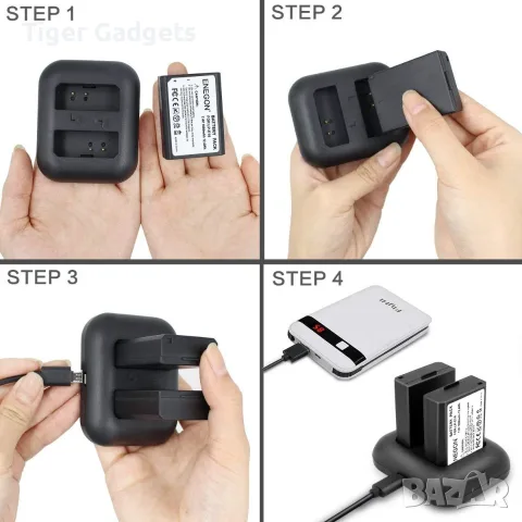 Комплект 2 батерии ENEGON LP-E10 1680mAh + двойно USB зарядно за Canon EOS и Rebel, снимка 5 - Батерии, зарядни - 55653456