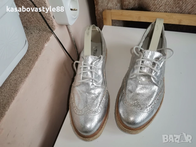 Сребристи Обувки Tamaris 38н., снимка 5 - Дамски ежедневни обувки - 54277252