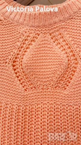 Кроп пуловер реглан в  нюанс „Peach Fuzz“ , снимка 4 - Блузи с дълъг ръкав и пуловери - 53957852