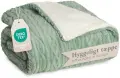Одеяло Sherpa 220x240 см – меко микрофибърно, зелено/бяло, снимка 1
