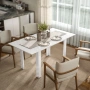 Tрапезна маса HOMCOM, 120-160 x 70 см, разтегателна, за 4-6 души, MDF, бяло с висок гланц, снимка 1