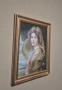 Уникален ръчно ушит гоблен „Дамата с воала“ – конци DMC, луксозна рамка, снимка 2