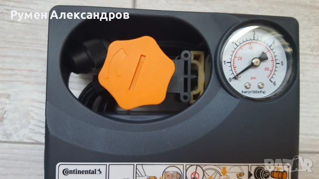 Нов оригинален компресор за гуми Continental 12V-15A-180W с лепило 350 мл в чанта, снимка 6 - Аксесоари и консумативи - 55504005
