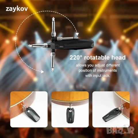 Coolmusic 5.0GHz безжична стерео китарна система с 1/4" щепсели и 1/8", снимка 6 - Друга електроника - 54401896