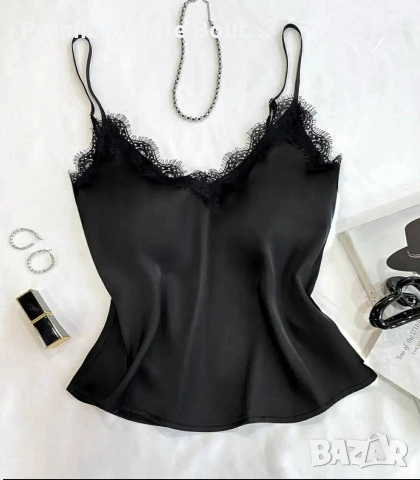 сатенен топ с дантела , снимка 3 - Бельо - 54003133