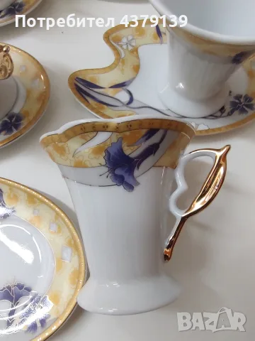 Yamasen Gold Collection сервиз за кафе японски порцелан с 24К златни елементи, снимка 3 - Чаши - 55416389
