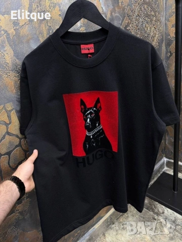 Премиум памучни тениски HUGO (Doberman) и HERMES (Horse) – Овърсайз модел, снимка 2 - Тениски - 54599694