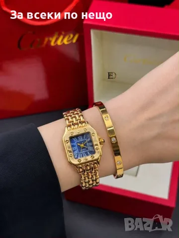 Cartier Дамски Подаръчен Комплект Картие Часовник И Гривна - Различни Цветове Код SK1905, снимка 5 - Подаръци за жени - 55336970