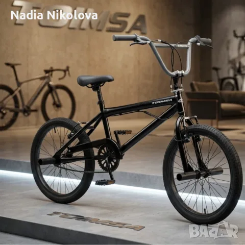 BMX велосипед TOIMSA Full Black 20” – Черен freestyle BMX с 360° ротор и V-Brake, снимка 2 - Велосипеди - 55314583