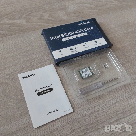 НОВА Wi-Fi 7 Карта Intel BE200 NGW + Bluetooth 5.4 | NICGIGA M.2 (5800Mbps), снимка 5 - Други - 55278671